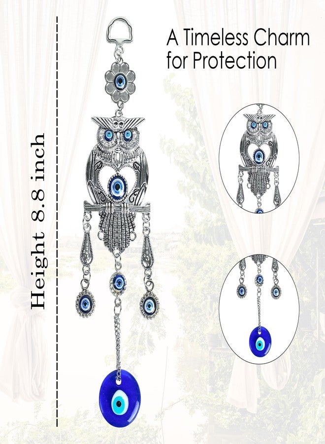 ZAICUS Metal Blue Evil Eye Owl Wall Hanging Protection, Good Luck, and Positive Energy Decor for Home & Office, Spiritual Guardian Symbol for Safety & Harmony, Ideal Gift for Loved Ones - Image 2